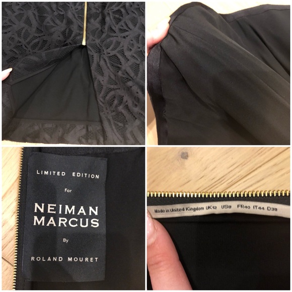 ROLAND MOURET Electra Black Lace Corset Bustier Staples Boning Pencil Dress SZ 8 - Picture 13 of 16